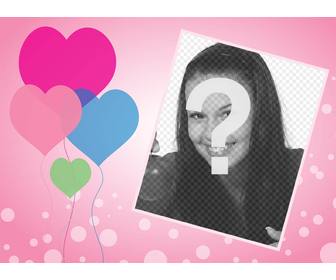 love card with hearts balloons where u can add ur photo