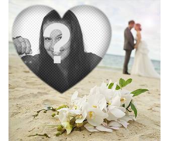editable love frame with couple on the beach for ur photo