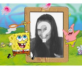 upload ur photo to this customizable frame with spongebob and patrick