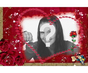 love postcard to put photo inside heart take rose and heart
