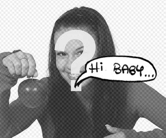 sticker of speech balloon with the phrase hi baby to decorate ur photos