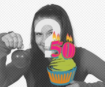 photo effect to celebrate 50 years pasting cupcake on ur photo