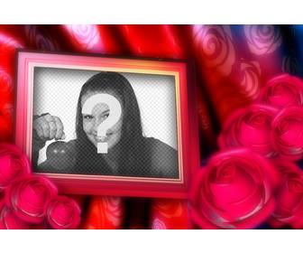 valentine postcard with ur picture to the background border frame with red roses