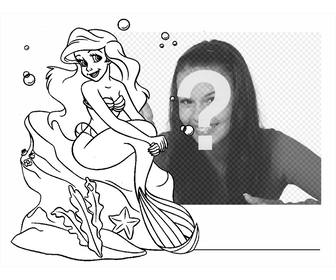 coloring of the little mermaid where u can also add ur photo