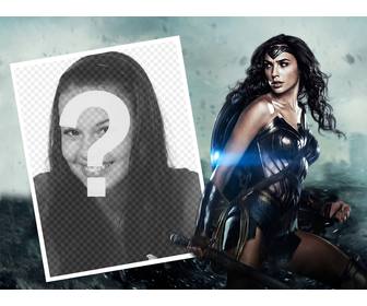 photo effect to customize with ur photo next to the new wonder woman
