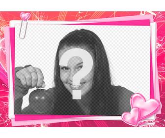 pink photo frame to edit with ur photo love card with hearts