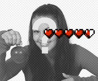 lifebar with pixelated hearts to add it in ur photos for free