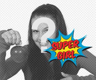 online sticker of cartoon explosion and the phrase super girl for ur photos