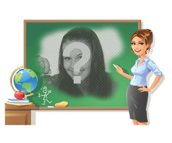 effect to add ur photo on chalkboard next to school teacher