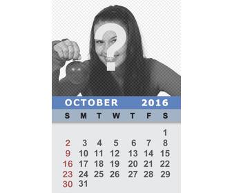 simple calendar of october 2016 in english to edit online