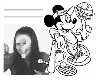 upload ur photo to this drawing of mickey and print it to coloring