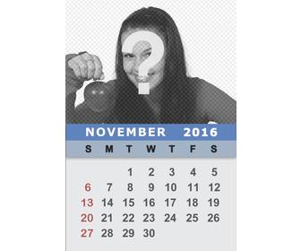 photomontage to edit calendar in english of november 2016