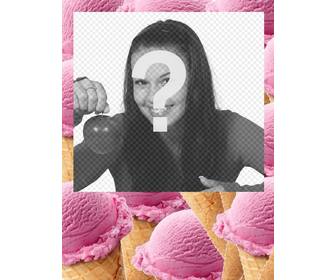 Frame to put your photos surrounded by strawberry ice cream