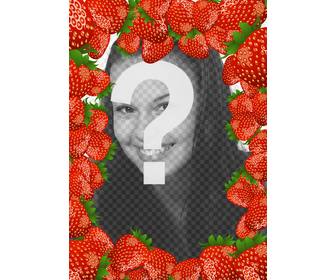 Photo frame surrounded by red strawberries