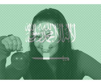 photo montage to put the flag of saudi arabia along with photo u upload