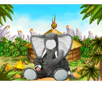 mounting of virtual elephant costume for kids