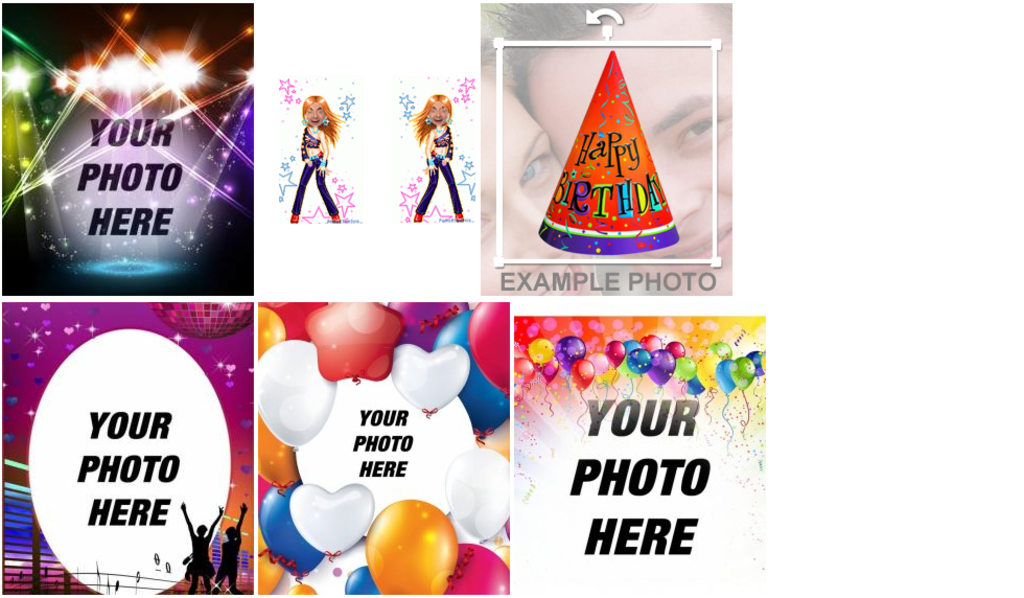 Add your photos to funny frameworks for parties