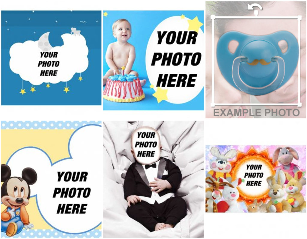 Photomontages and cards for babies with photos