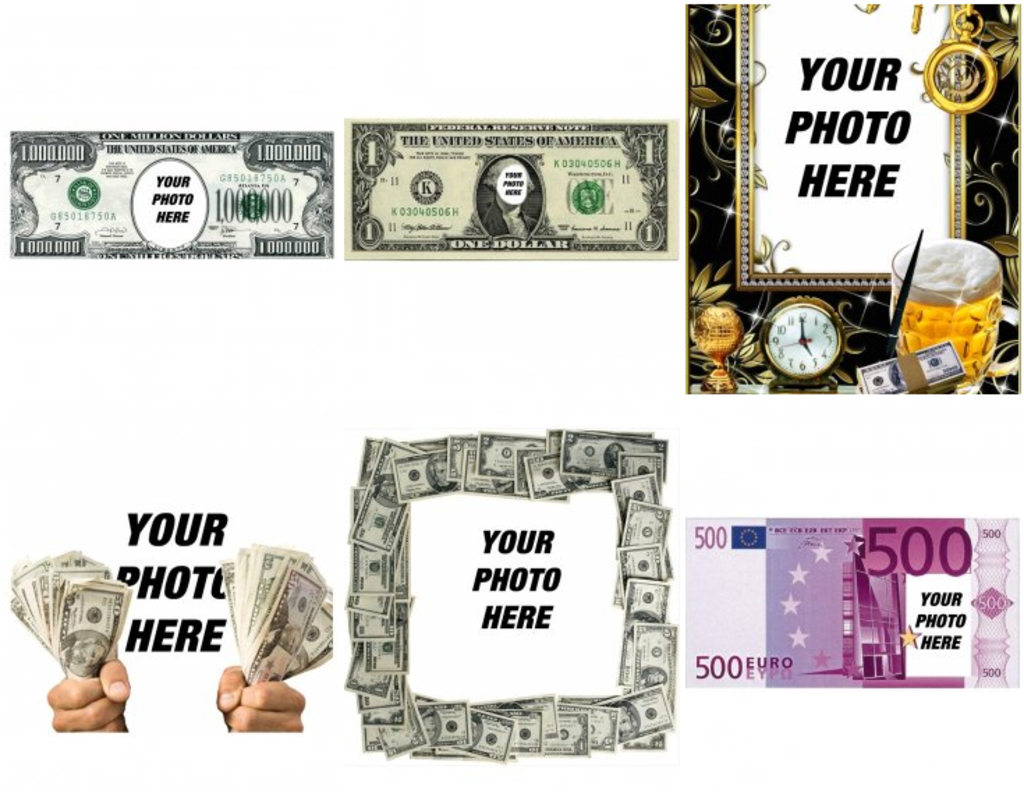 Create photomontages with money and bills