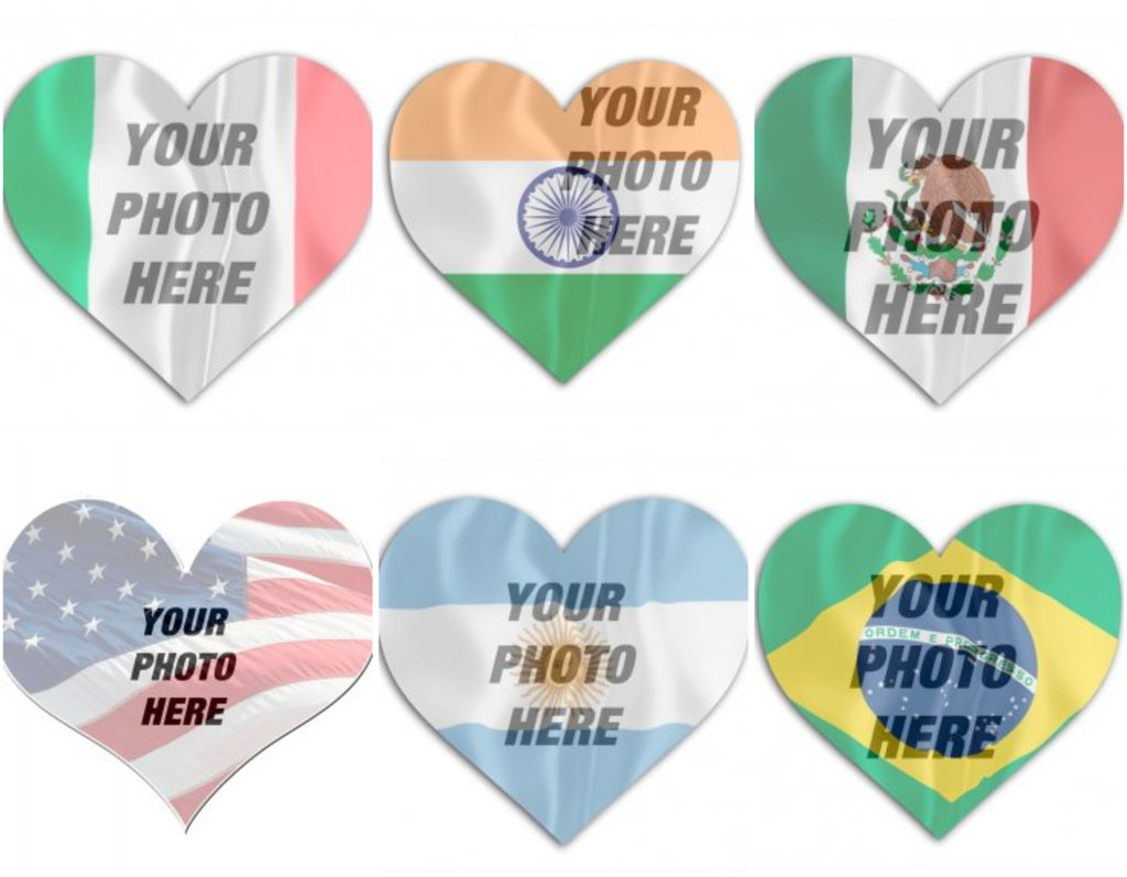 Photo effect for your image with a heart-shaped flag
