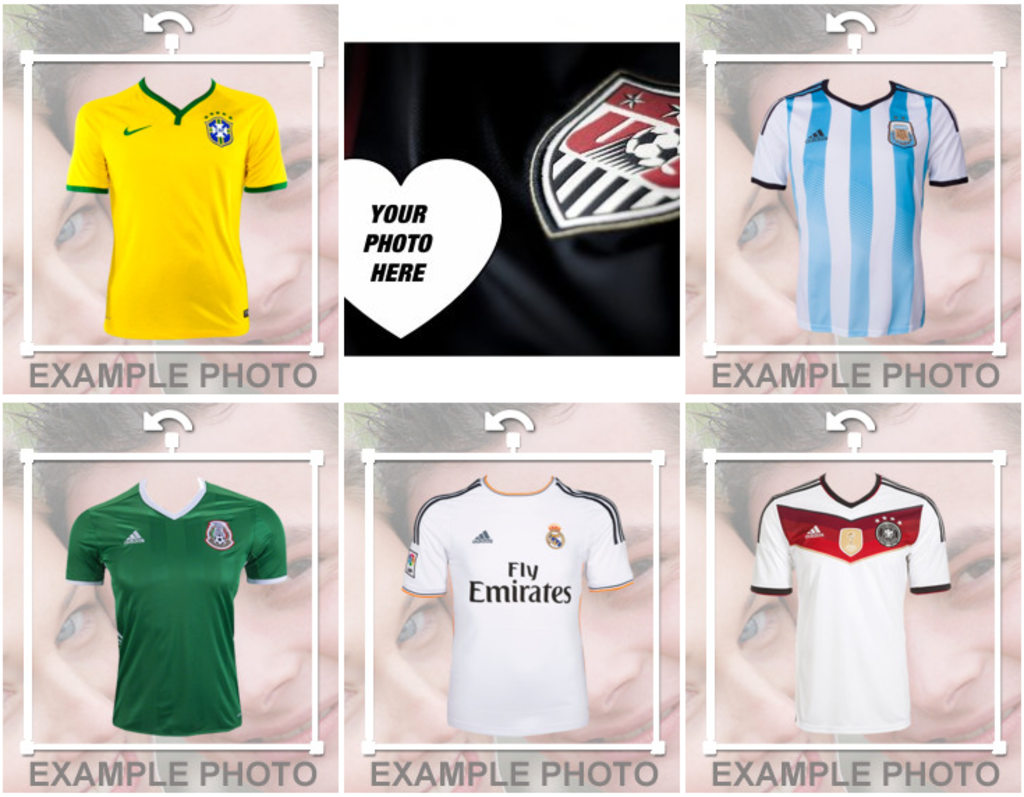Photo effects and stickers of soccer teams shirts for your photos