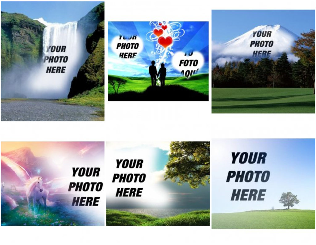 Photomontages with mountain background