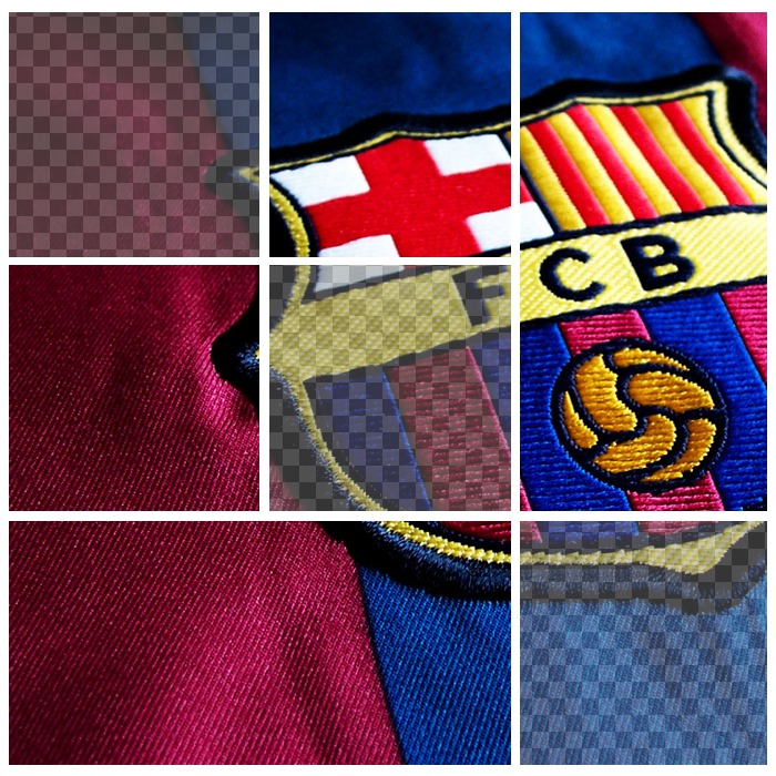 Collage with FC Barcelona badge that you can personalize with 3..