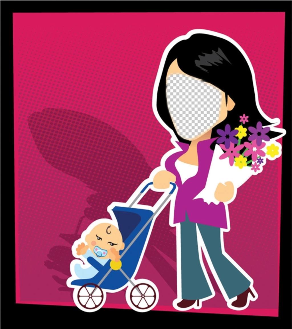 Card of Mothers Day with a style of cartoon to edit ..