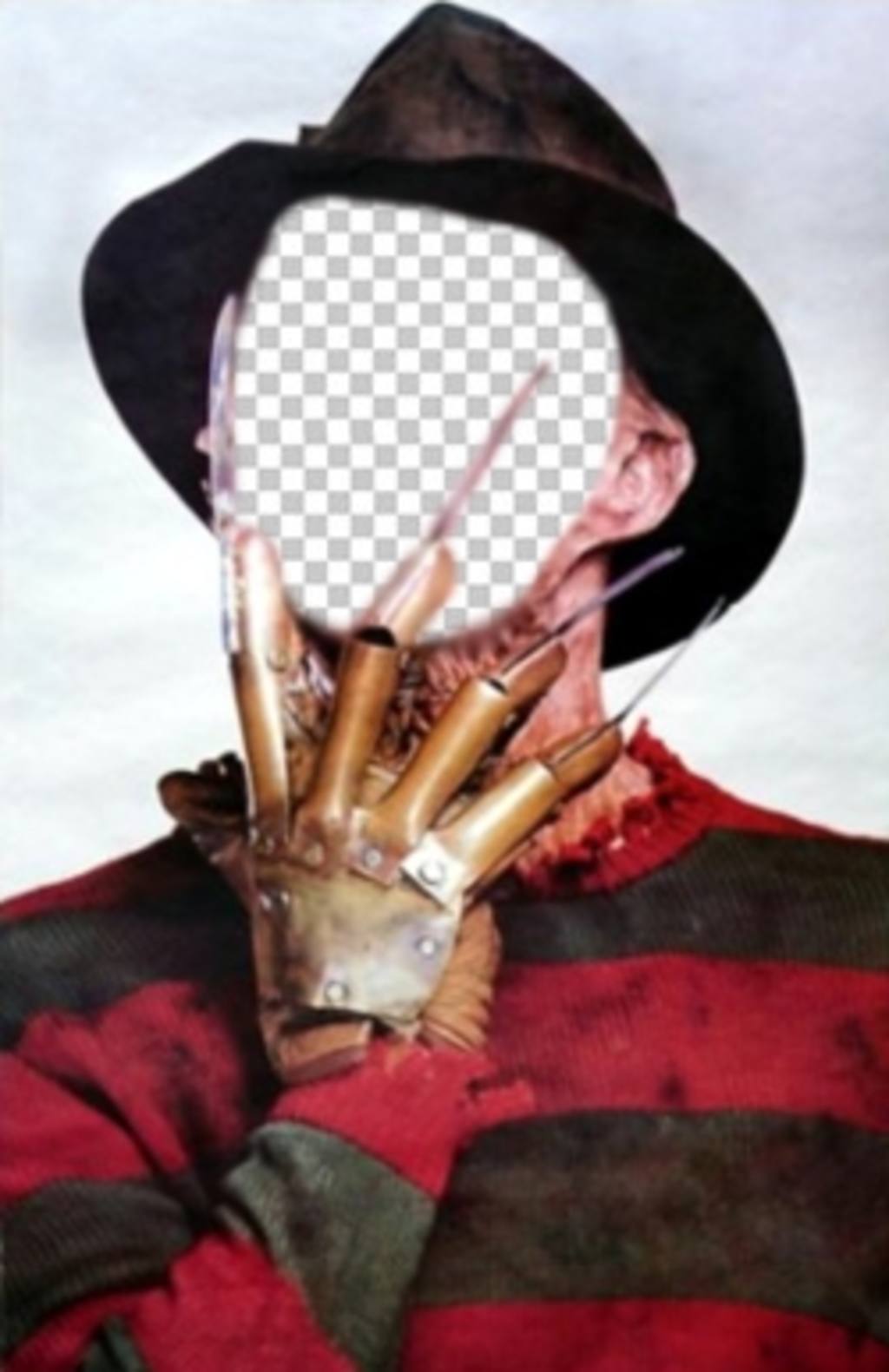 Photo montage of Freddy Krueger with his claws in the face ..