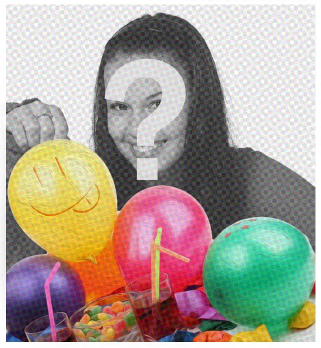 Birthday card with comic filter and some balloons to put the picture on the background and congratulate..