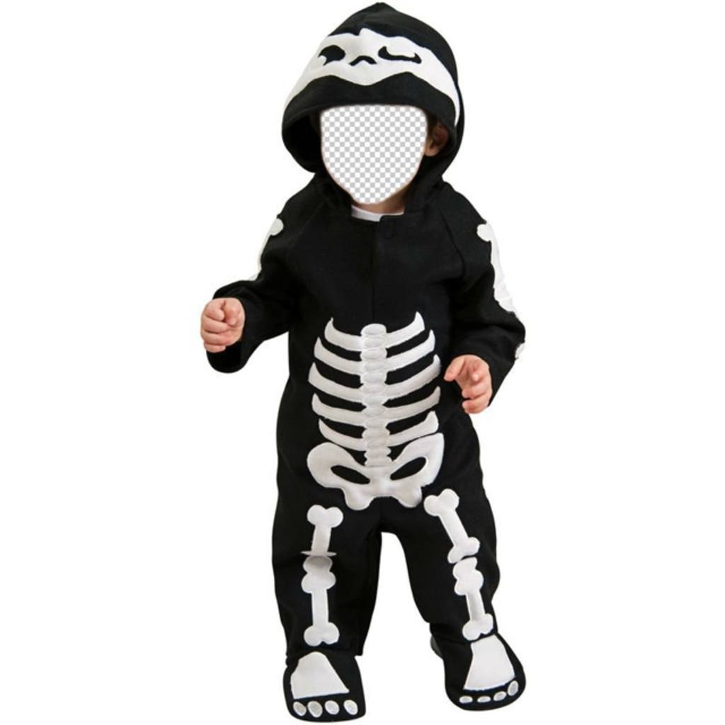 Children photomontage of a baby dressed as a skeleton ..