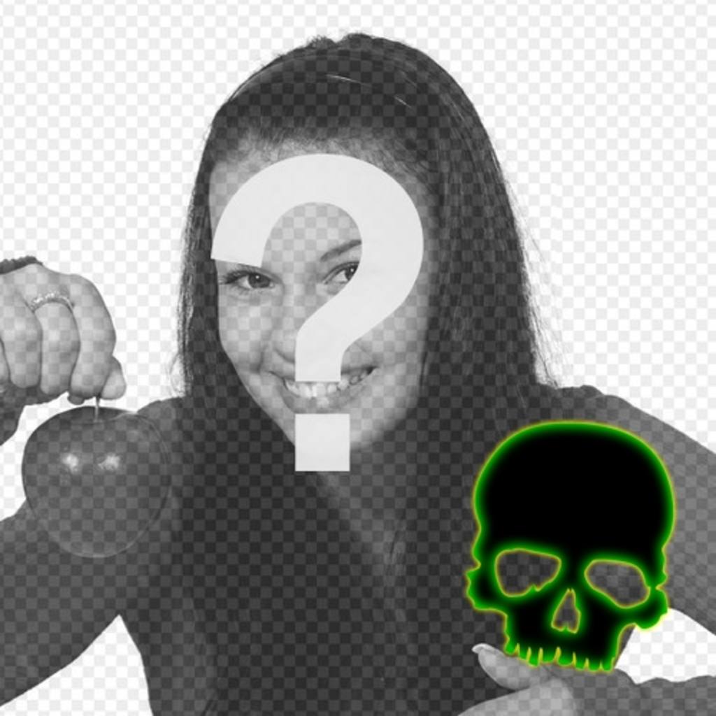 Create an avatar for facebook and twitter with a black skull with green fluorescent edge on a photo you..