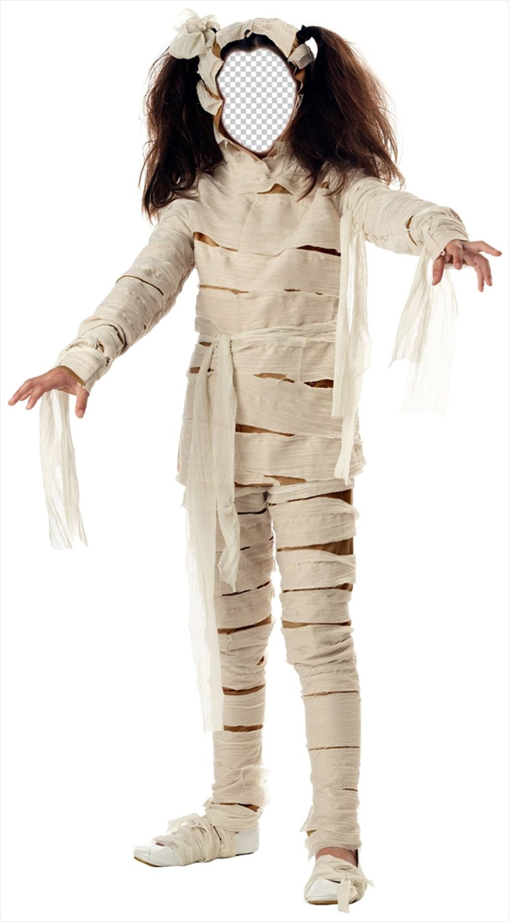 Photomontage of a girl disguised as a mummy for Halloween that you can edit ..