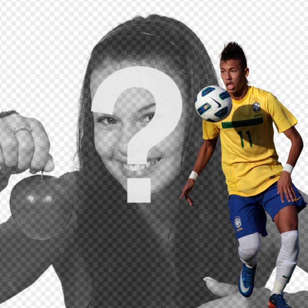 Photomontage where you can add a photo next to Neymar Junior with Brazil..