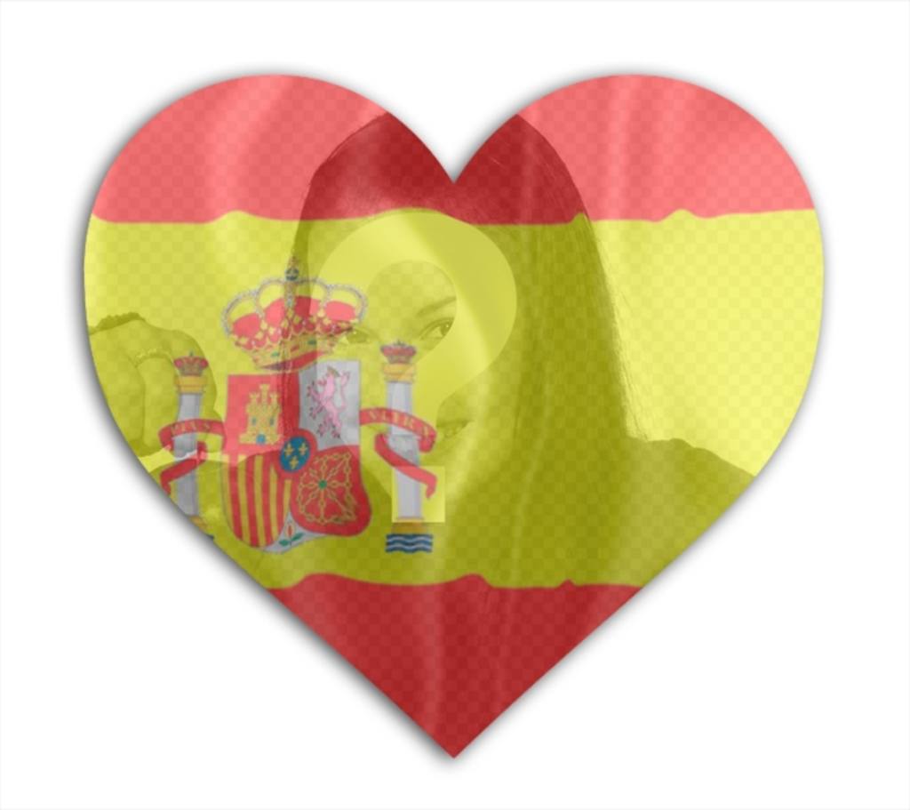 Photo effect of the flag of Spain in heart shape for profile picture on which you can add your photo in..