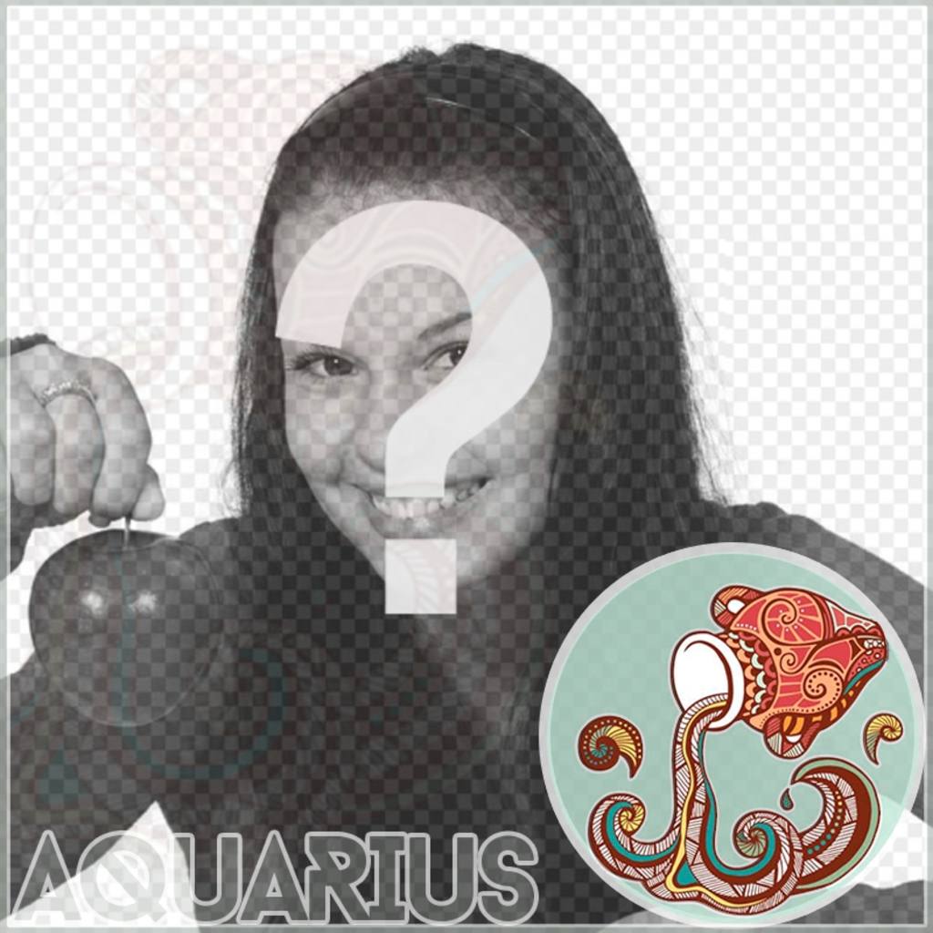 Template for zodiac sign Aquarius to put your photographs in. ..