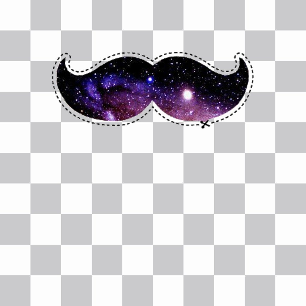 Sticker of a mustache with a space background. ..