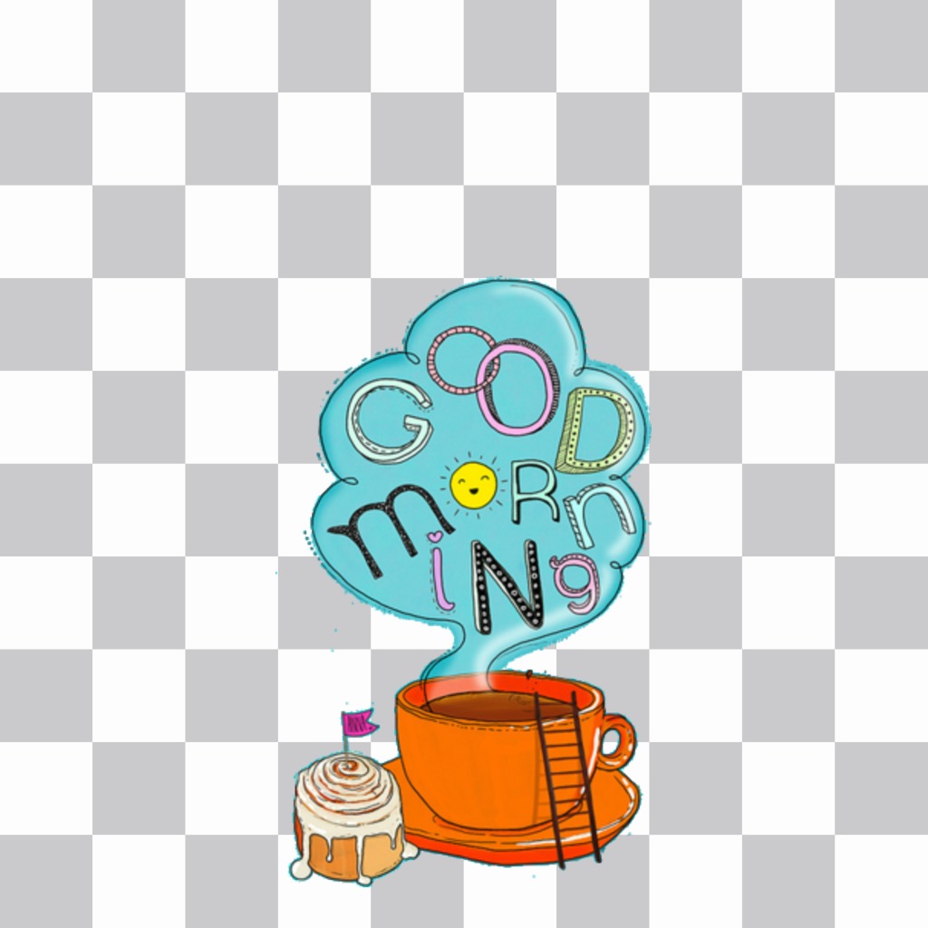 Good morning sticker with a cup of coffee ..