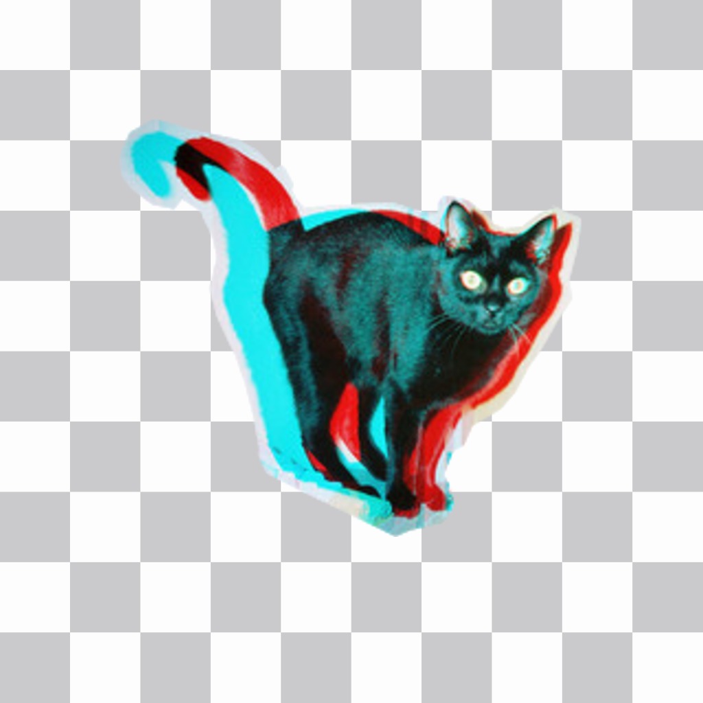 Sticker of a 3D black cat ..