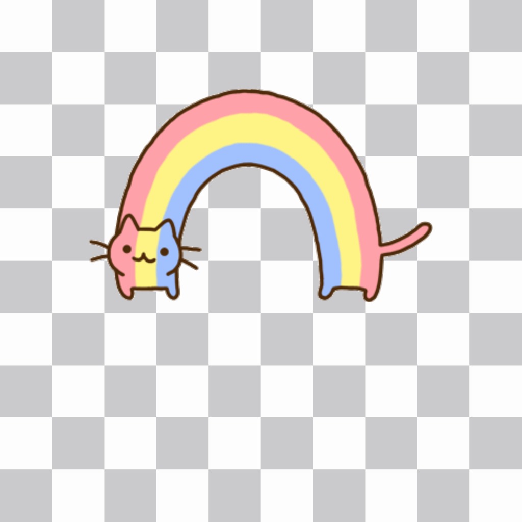 Sticker of a cat with rainbow colors ..