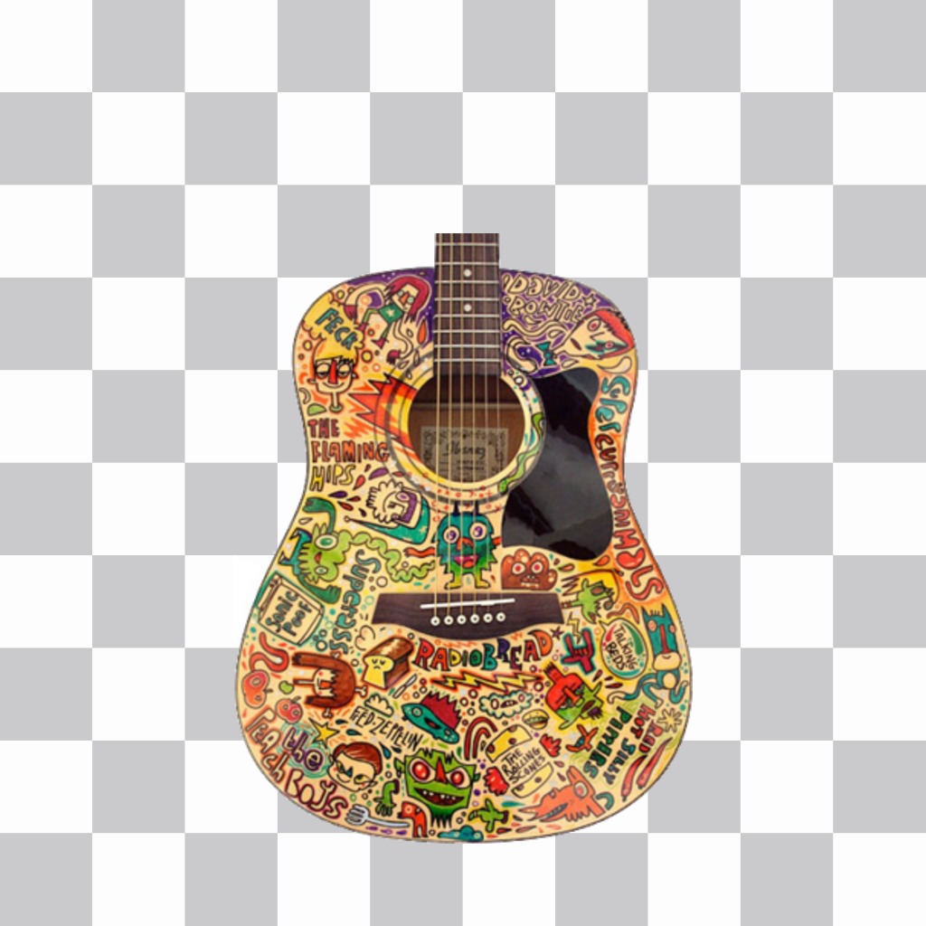 Colorful sticker if a guitar with your photo ..