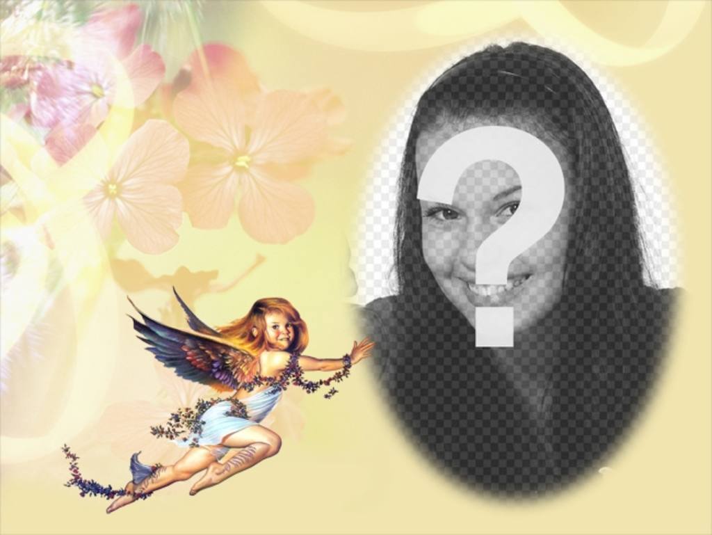 Photo frame: little angel in rounded picture..