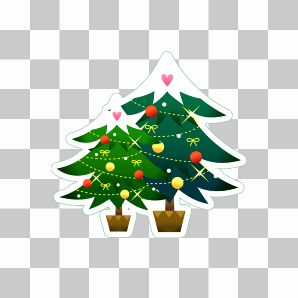Online sticker of two firs to decorate your Christmas photos. ..