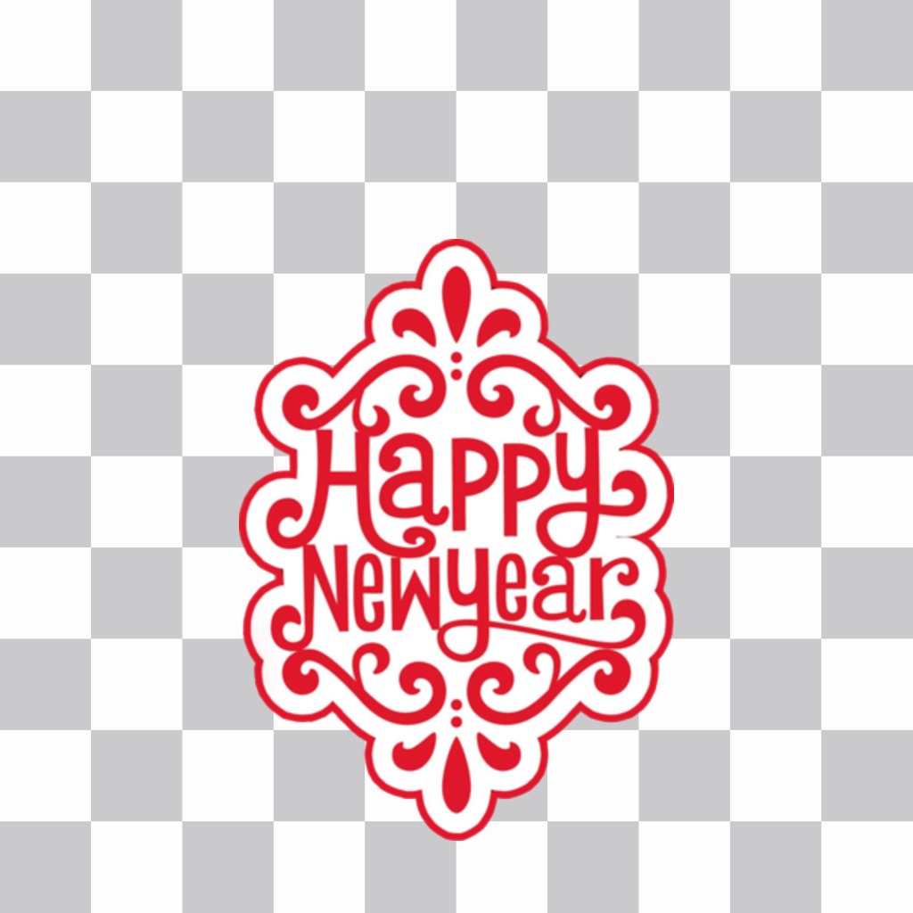 Photo sticker of Happy New Year in English. ..