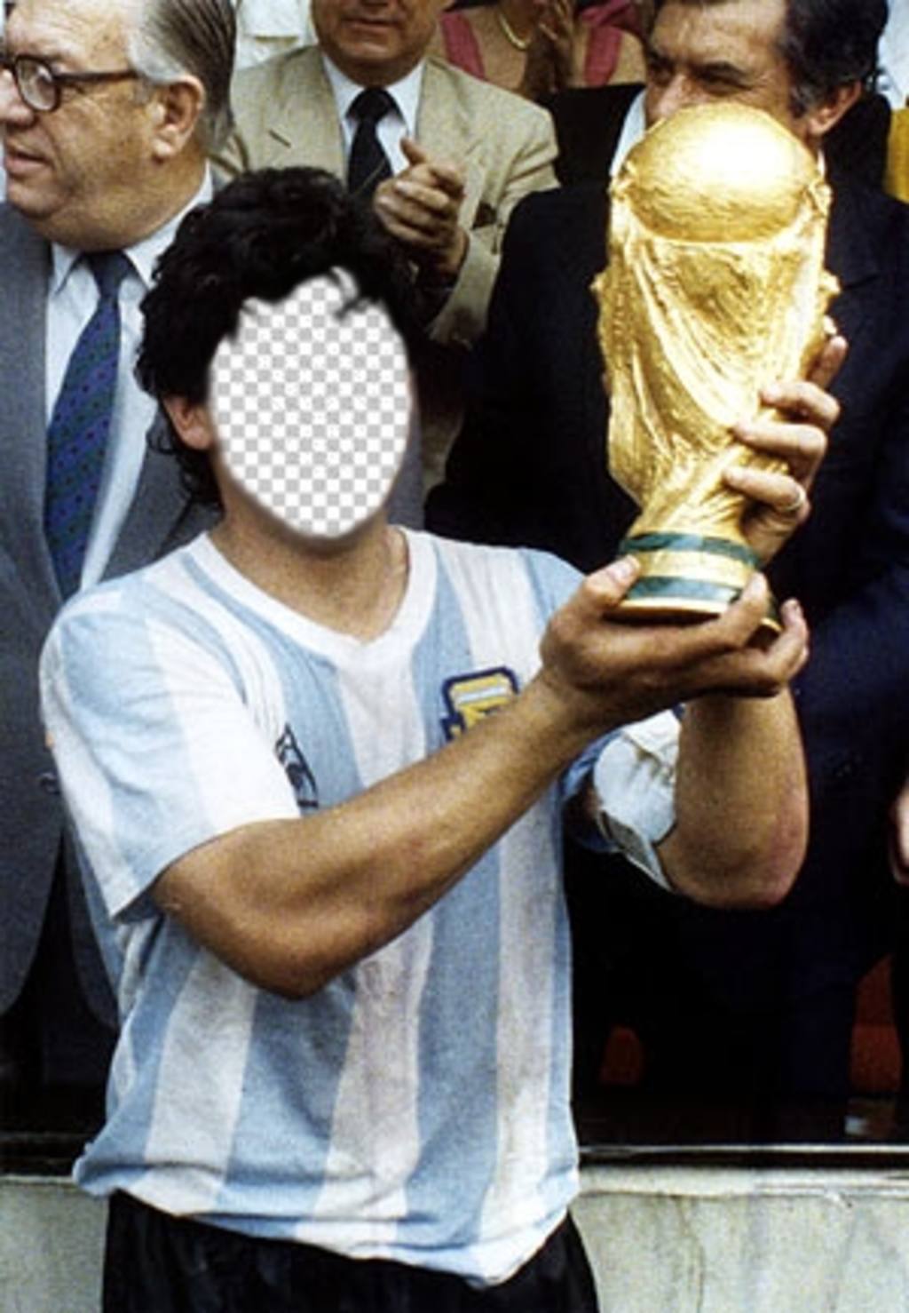 Become in Diego Armando Maradona lifting the World Cup football ..