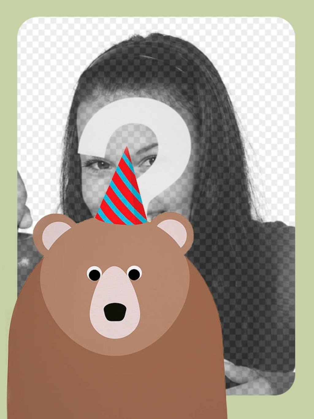 Birthday photo frame with a bear ..