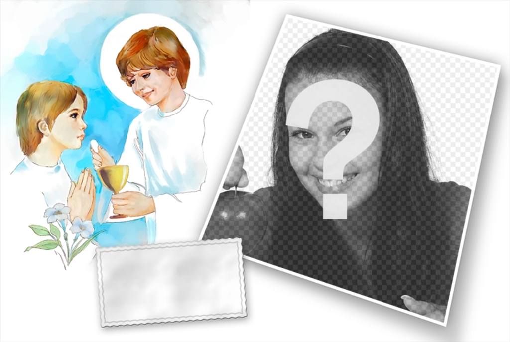 Photomontage with your photo of the first communion ..