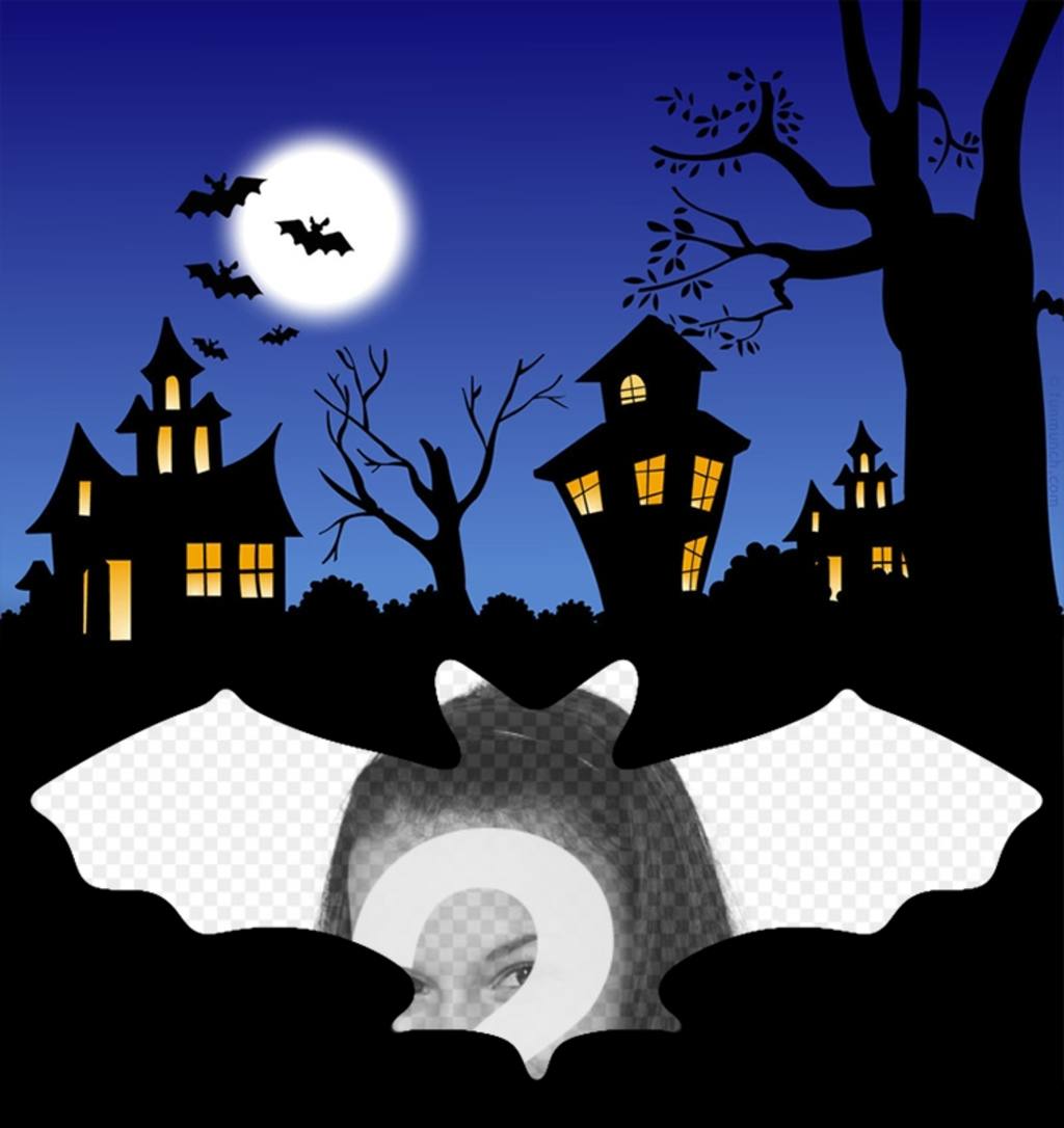 Photomontage of Halloween with bats ..