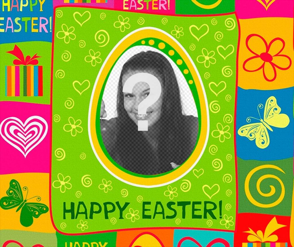 Colorful Easter Holiday postcard with your photo ..