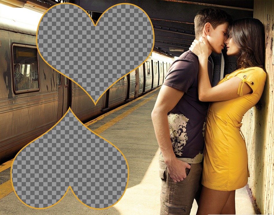 Photomontage for 2 photos with a couple in love ..